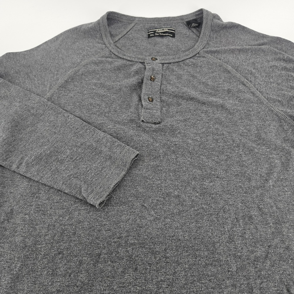 Scotch & Soda Mens Medium Gray Henley Shirt Long Sleeve Raglan Cotton‎ Pullover
